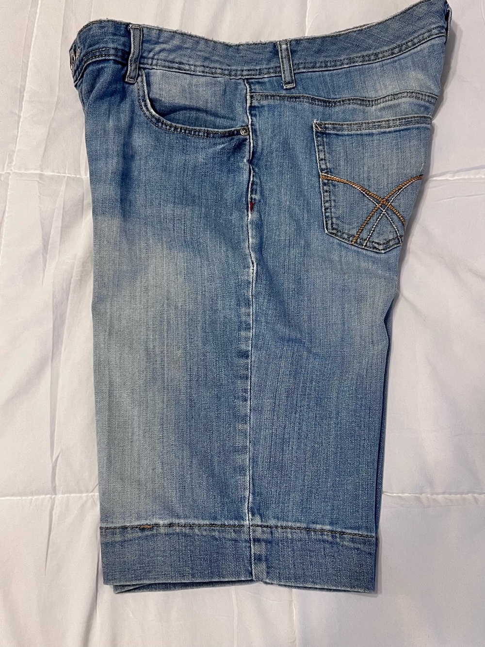 Tommy Hilfiger Light Blue Denim Shorts with Red Stitching - Picture 9 of 10
